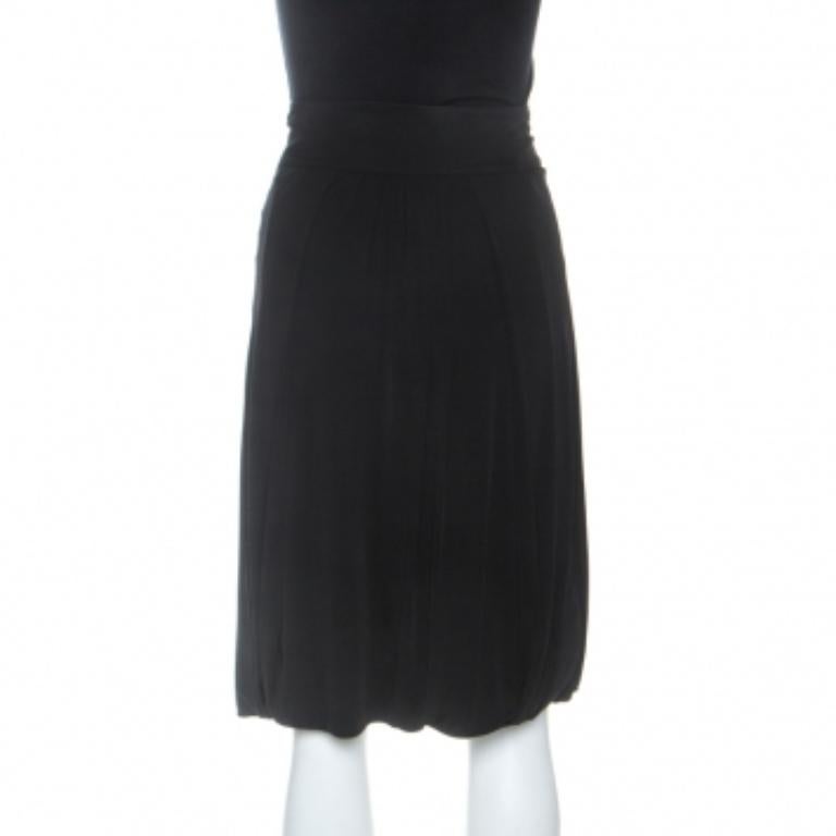 Nero Roberto Cavalli Black Knit Gathered Detail Skirt S in vendita