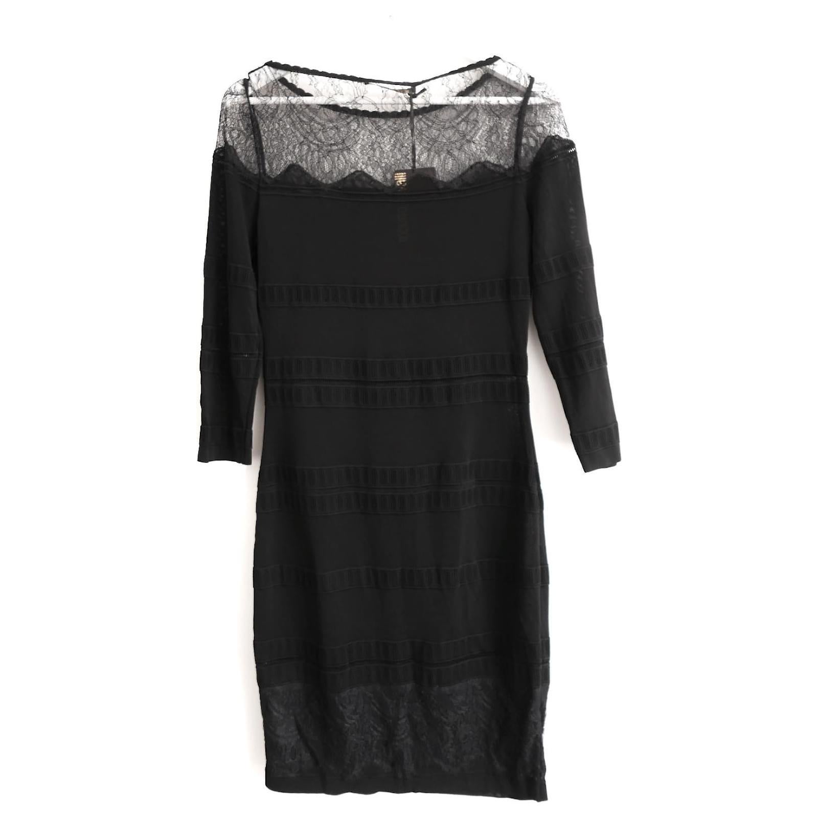 Women's Roberto Cavalli Black Knit & Lace Dress For Sale