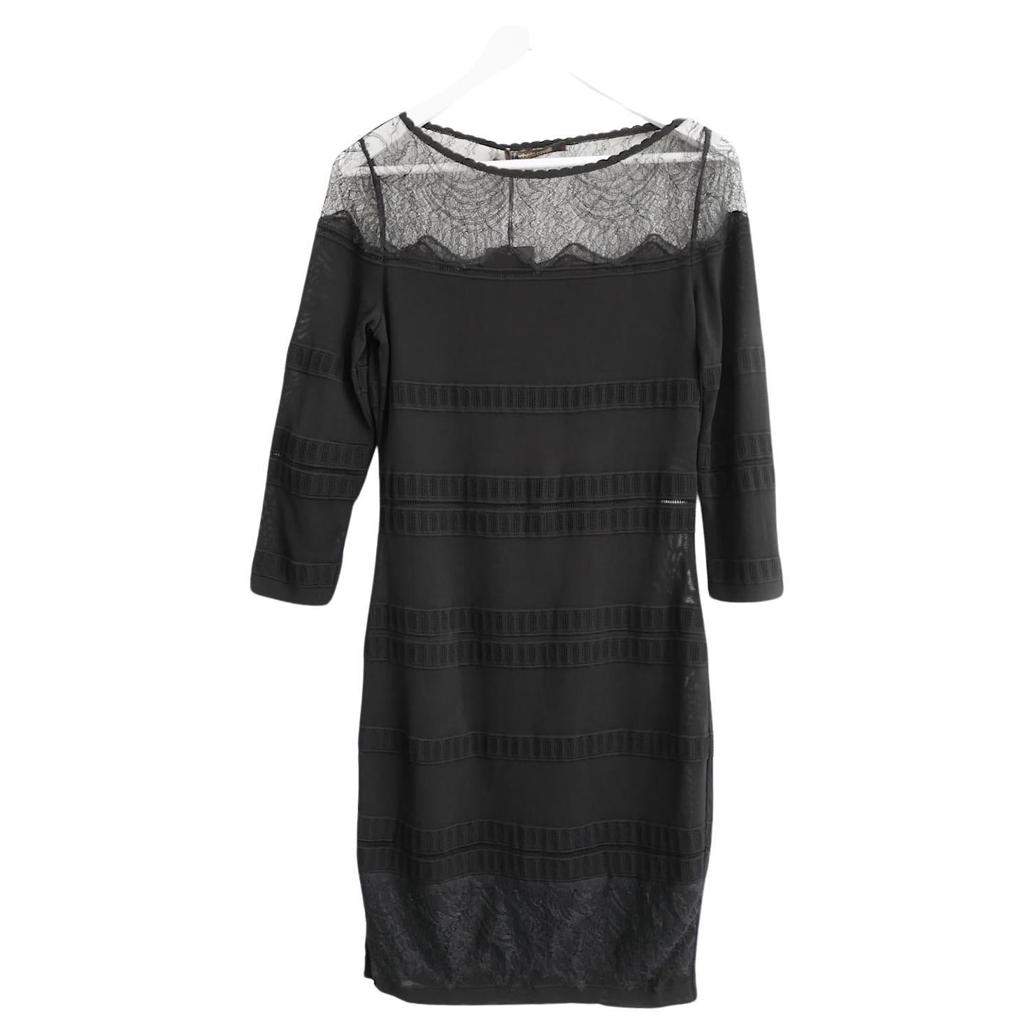 Roberto Cavalli Black Knit & Lace Dress For Sale