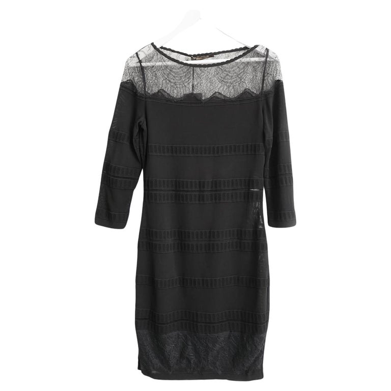 Roberto Cavalli Black Knit & Lace Dress Roberto Cavalli Black Knit & Lace Dress