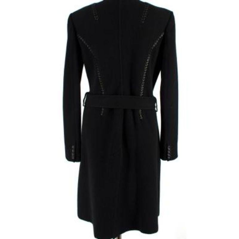 Roberto Cavalli Black Knotted Rope Wool Coat In Good Condition For Sale In London, GB