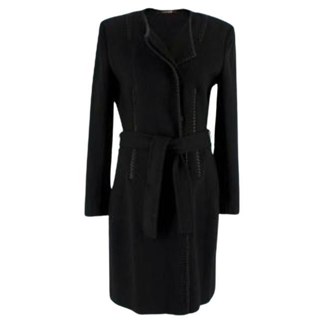 Roberto Cavalli Black Knotted Rope Wool Coat For Sale