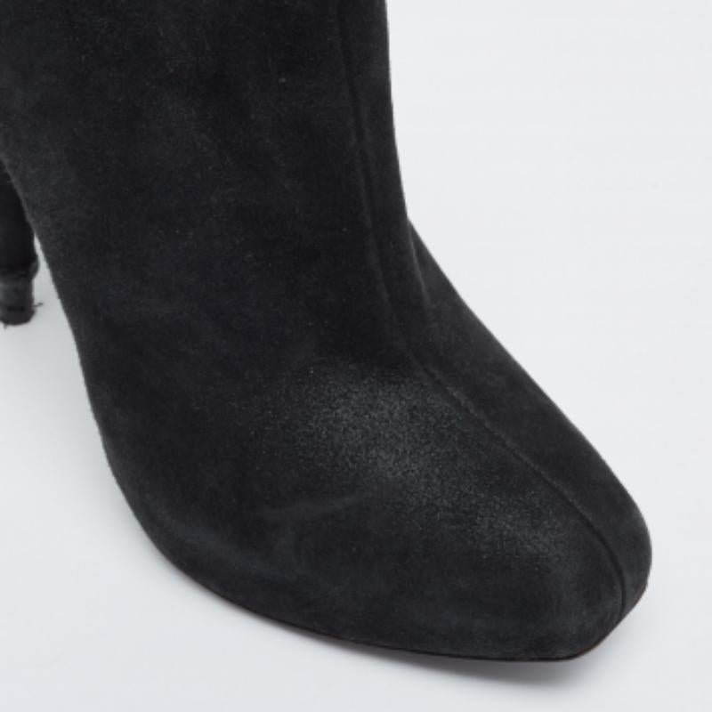 Roberto Cavalli Black Laminated Suede Ankle Boots Size 38 For Sale 2