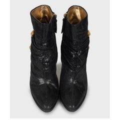 Roberto Cavalli Black Leather Ankle Boots Sz.38.5