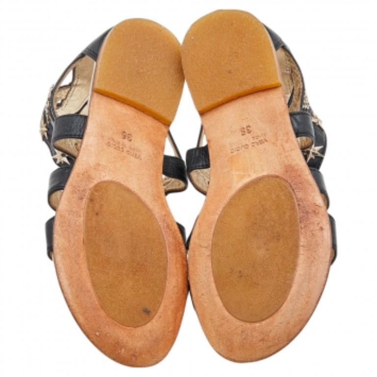 Roberto Cavalli Schwarze Sandalen aus Leder mit Verzierungen Größe 35 im Angebot 3