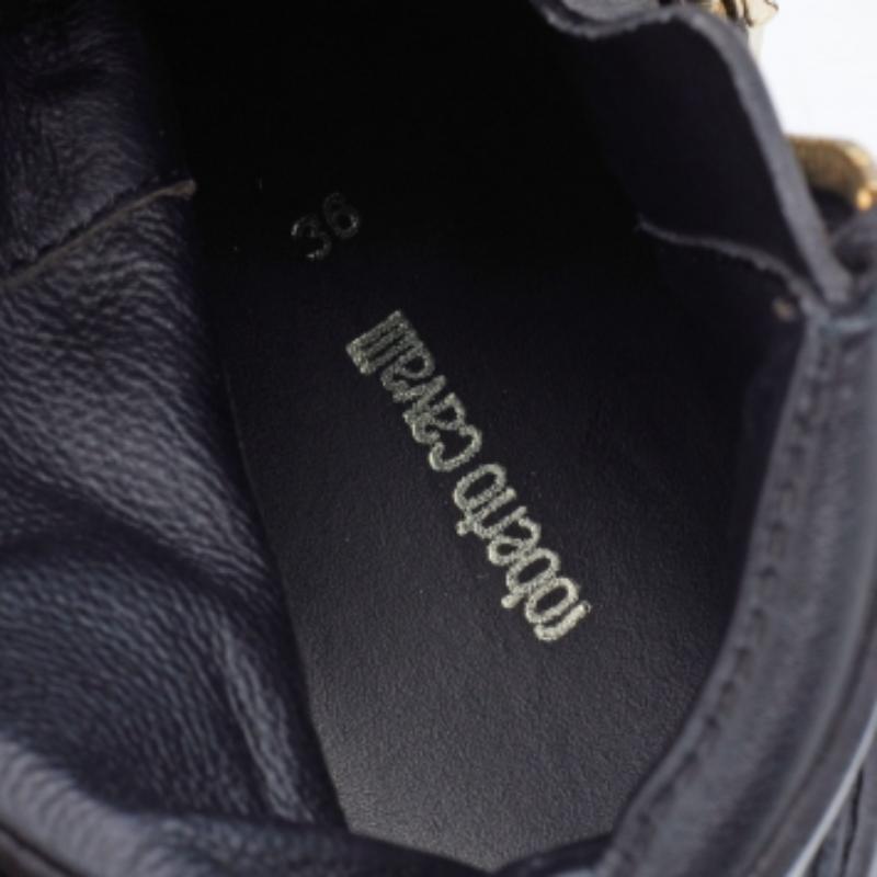 Roberto Cavalli Schwarze High Top-Turnschuhe aus Leder Größe 36 im Angebot 2
