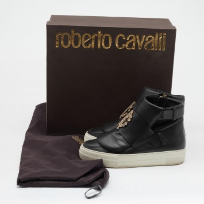 Roberto Cavalli Schwarze High Top-Turnschuhe aus Leder Größe 36 im Angebot 5