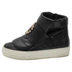 Roberto Cavalli Schwarze High Top-Turnschuhe aus Leder Größe 36