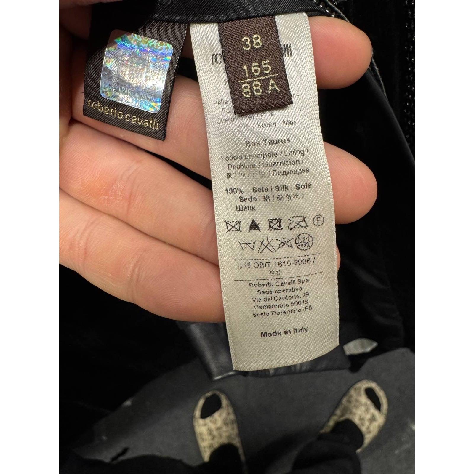 Roberto Cavalli Veste en cuir noir - Taille XS (IT38) en vente 1