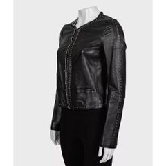 Roberto Cavalli Black Leather Lace-Up Cropped Jacket IT 42/M