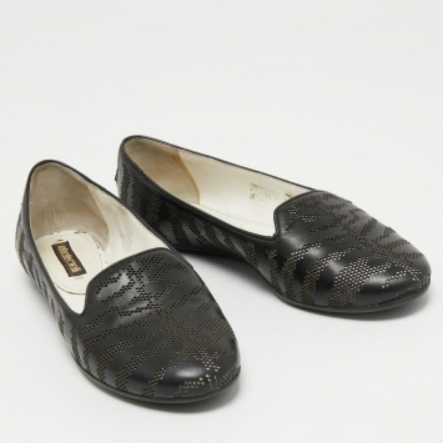 Roberto Cavalli - Ballerine in pelle nera taglio laser taglia 36 in vendita 3