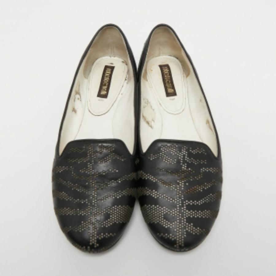 Roberto Cavalli - Ballerine in pelle nera taglio laser taglia 36 in vendita 4