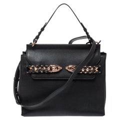 Roberto Cavalli Black Leather Onewish Top Handle Bag