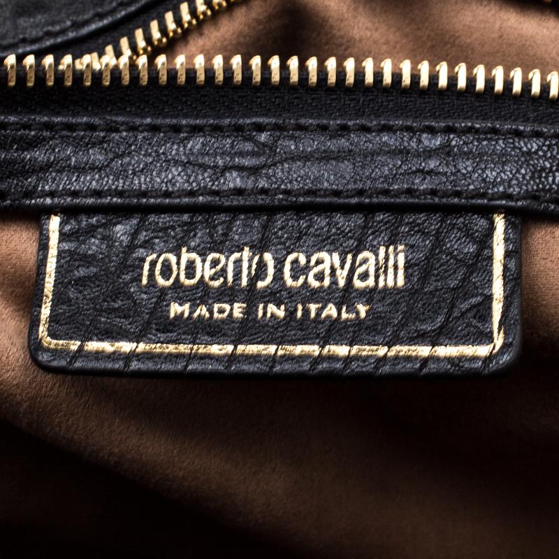 Roberto Cavalli Black Leather Studded Regina Chain Clutch Bag 2