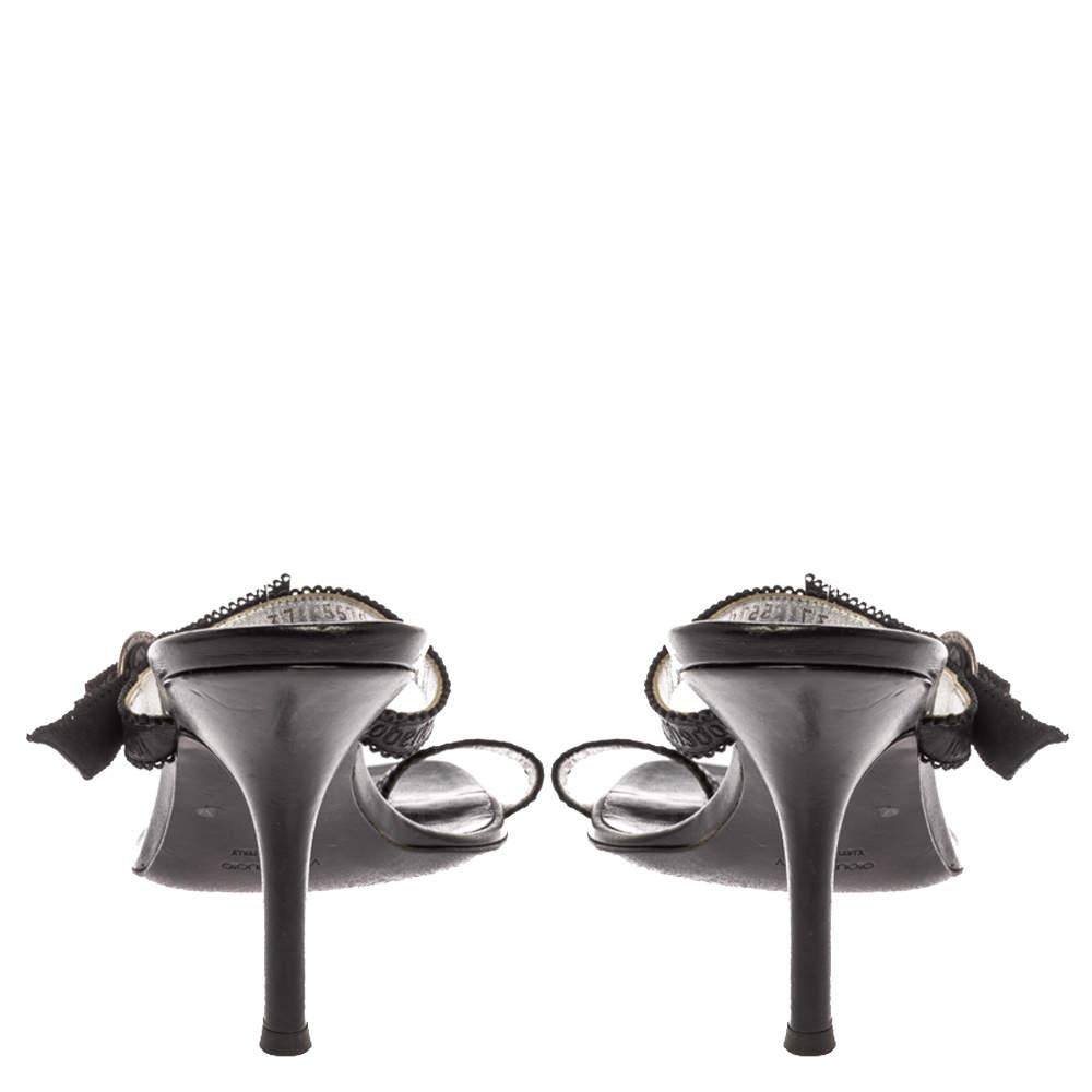 Roberto Cavalli Black Leather Toe Ring Sandals Size 37 1