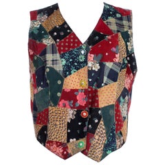 Roberto Cavalli Black Leather Vintage Patchwork Vest 1990s
