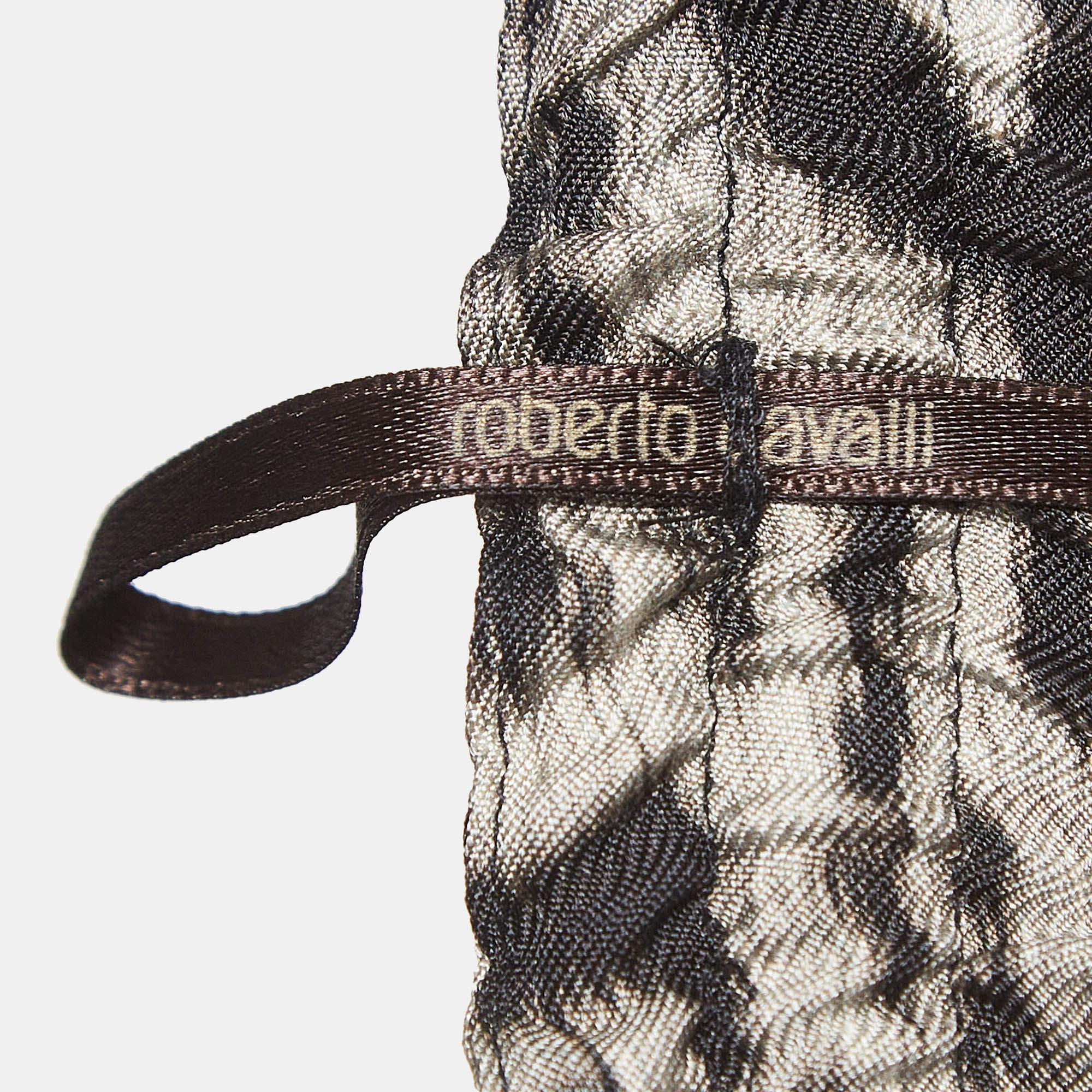 Roberto Cavalli Black Leopard Print Silk Drawstring Waist Trousers M Bon état - En vente à Dubai, Al Qouz 2