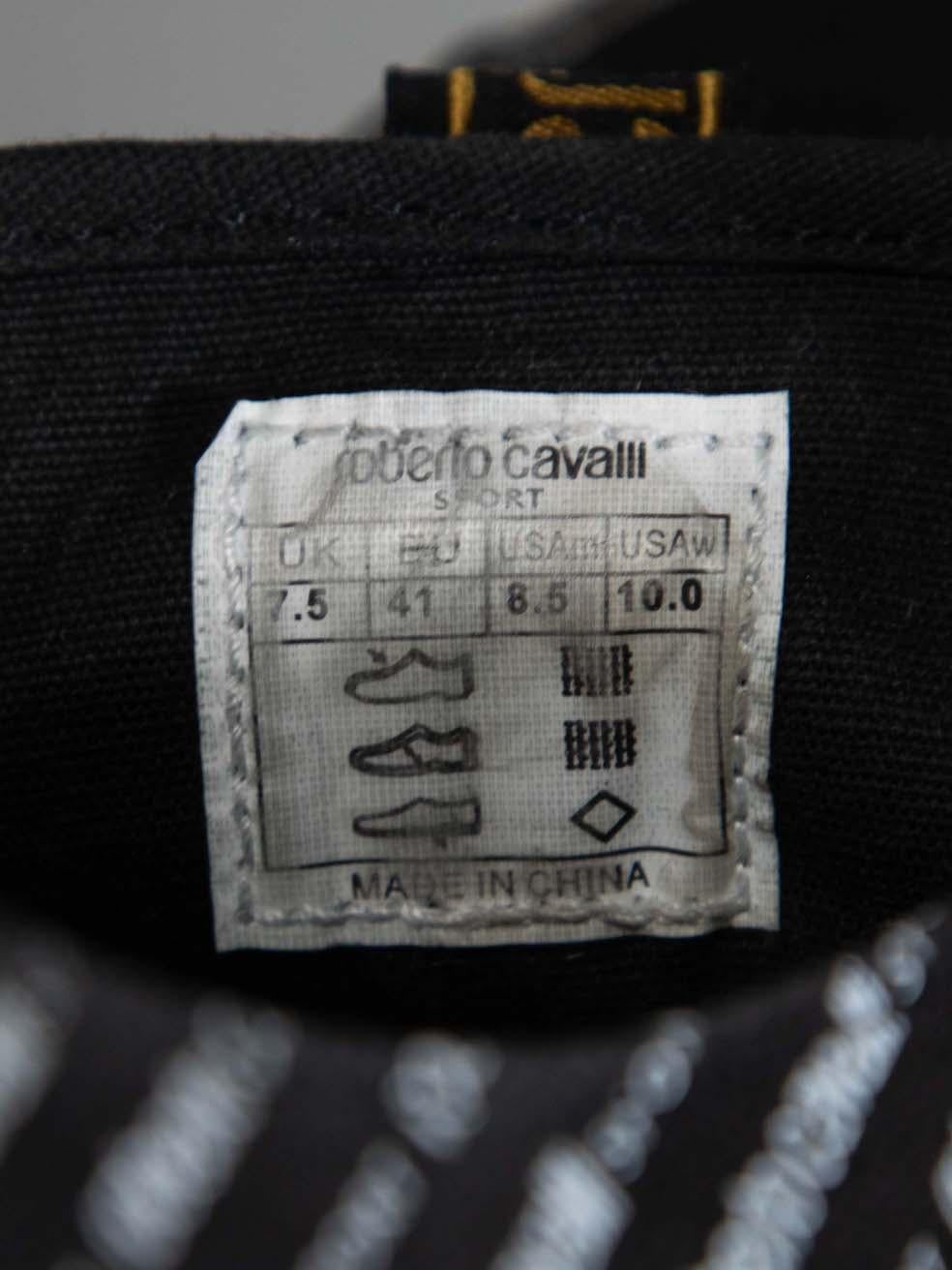Roberto Cavalli Black Logo Print Trainers Size UK 7.5 For Sale 3