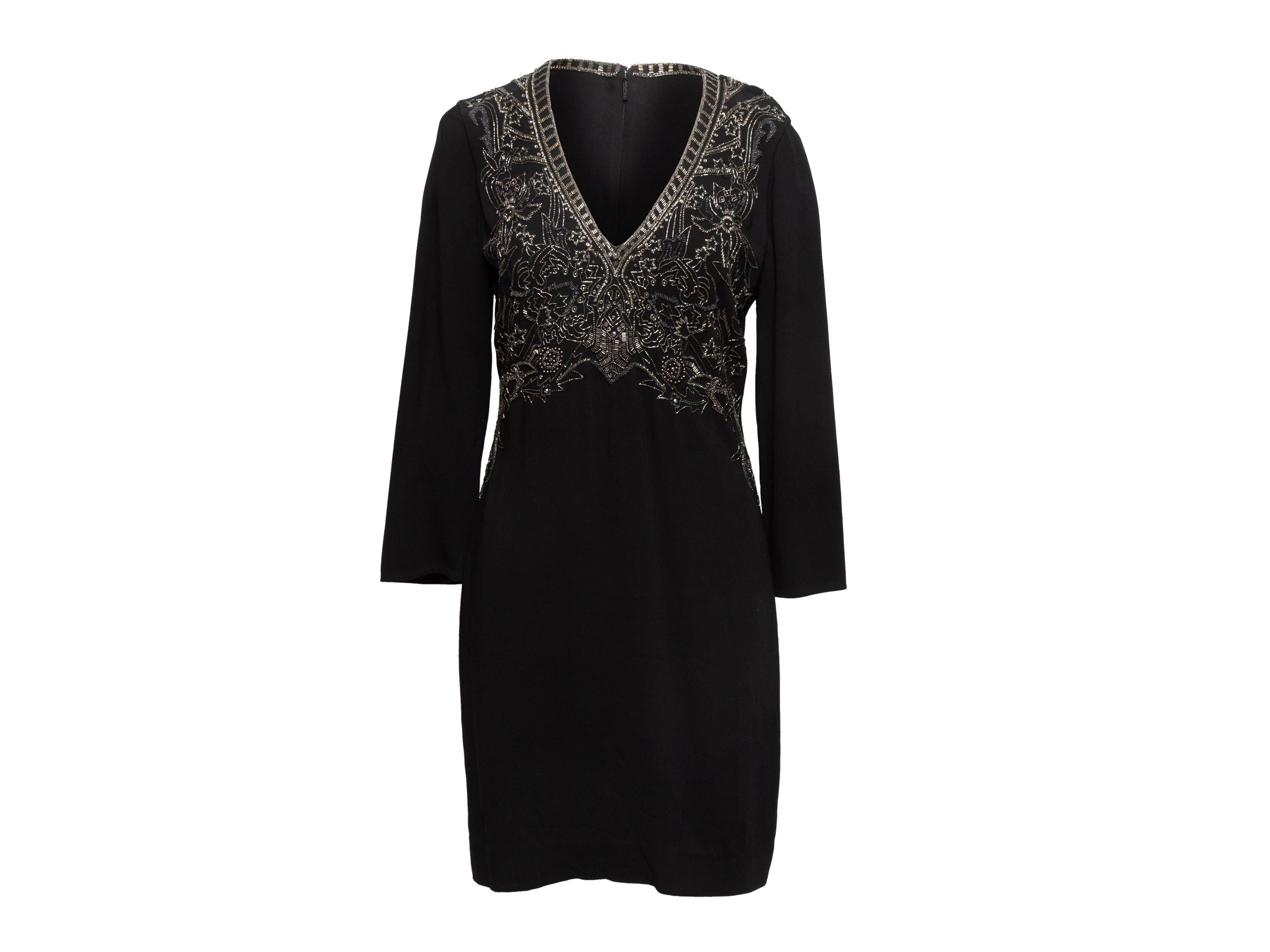 Roberto Cavalli Black Long Sleeve Beaded Dress For Sale 1