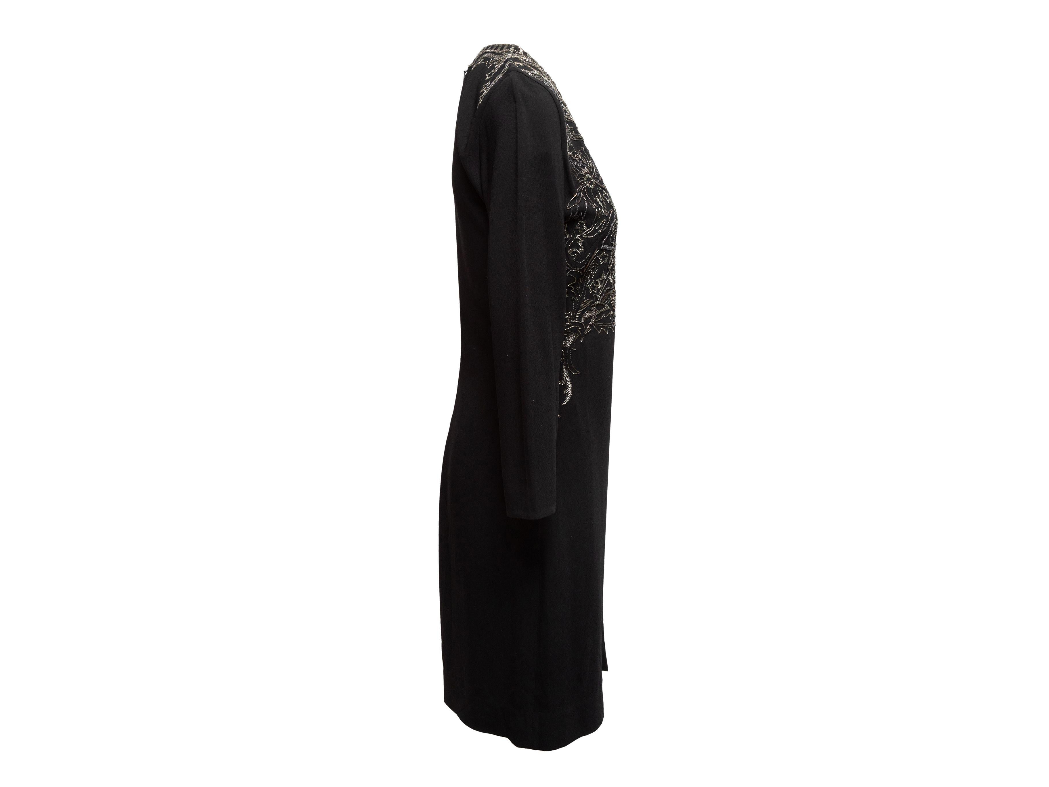 Roberto Cavalli Black Long Sleeve Beaded Dress For Sale 2