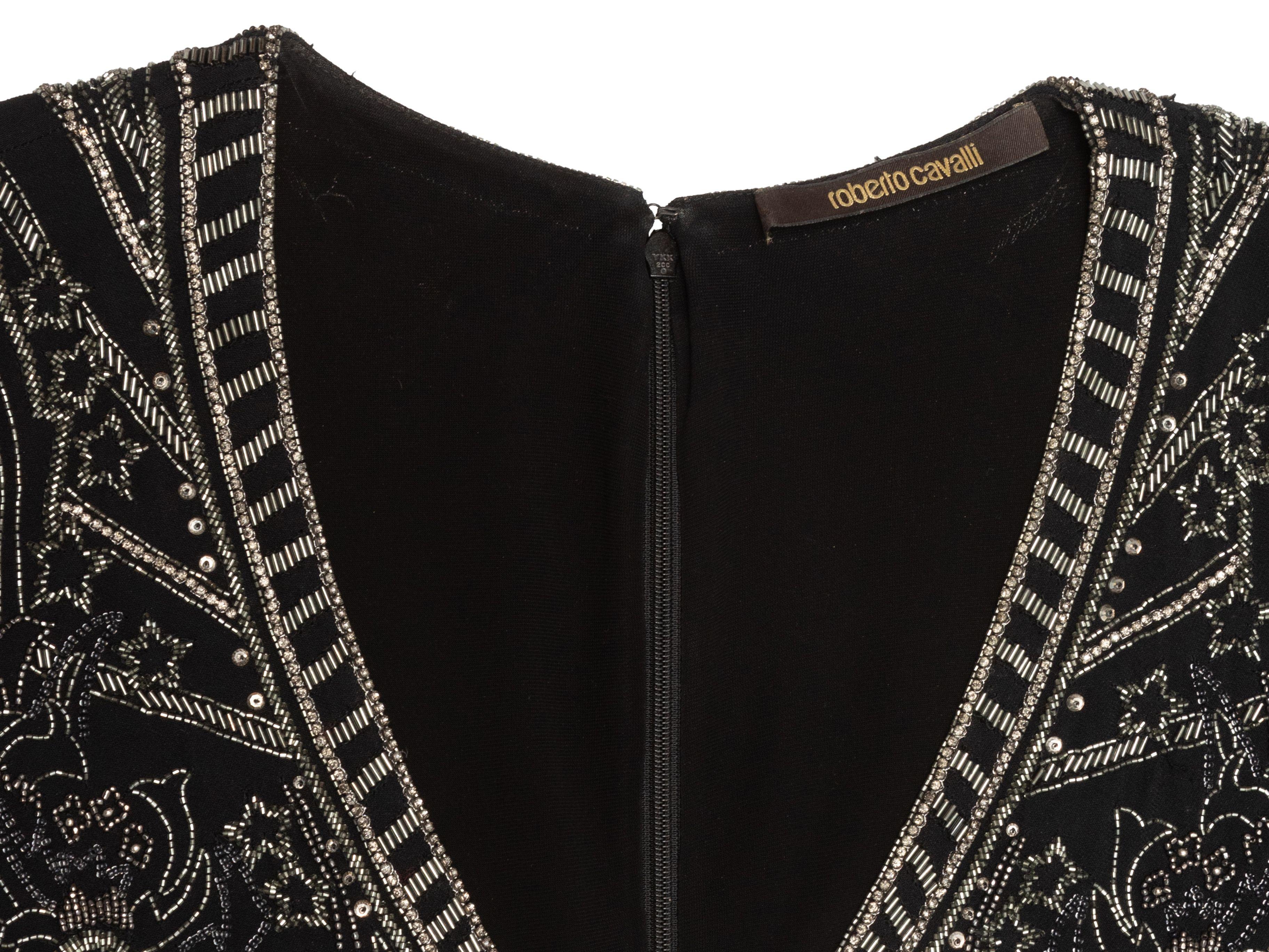 Roberto Cavalli Black Long Sleeve Beaded Dress For Sale 4