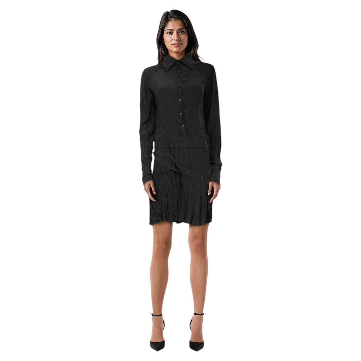 Roberto Cavalli Black Long Sleeve Shirt Dress Size L
