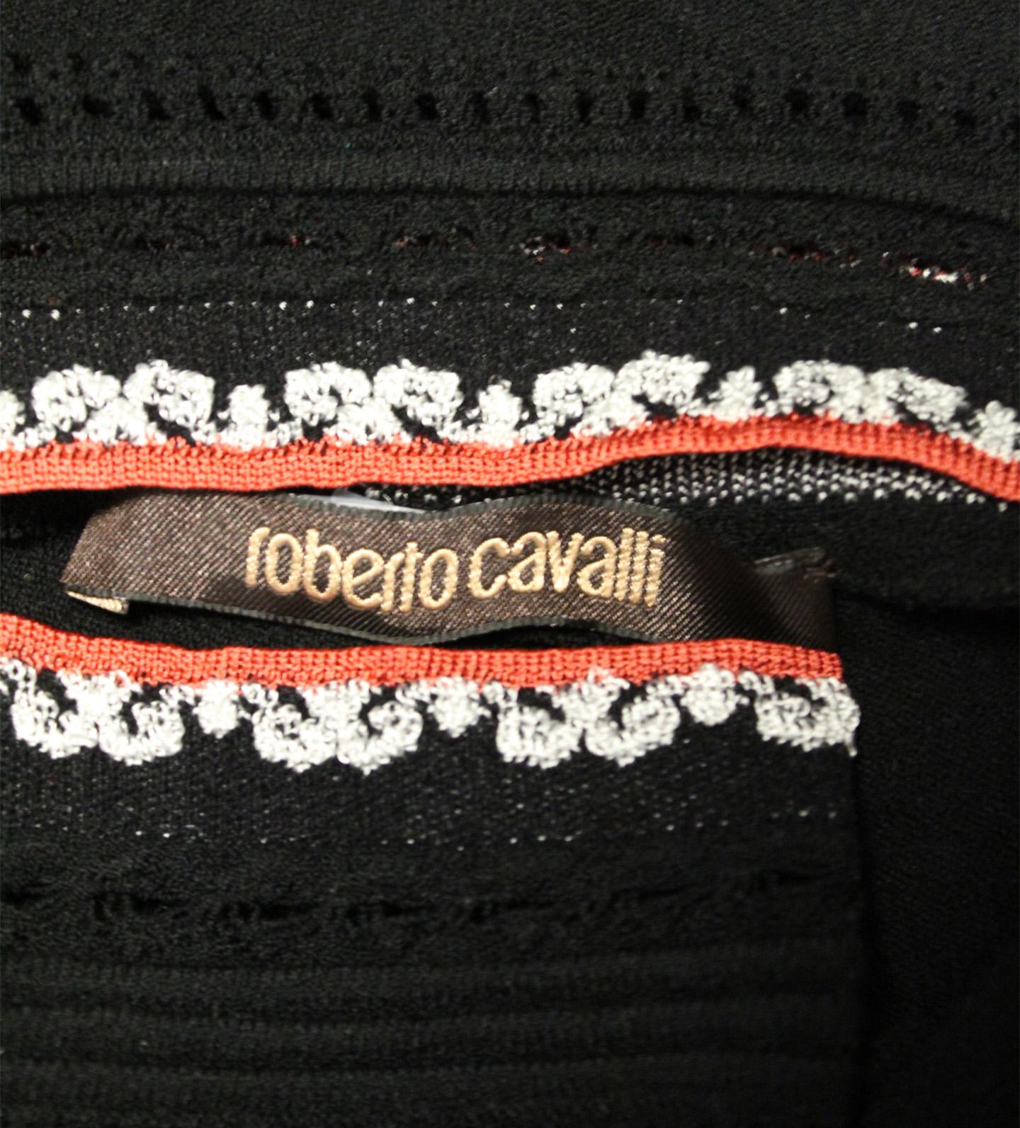 Roberto Cavalli Black Long Sleeve V Neck Knit Top 1