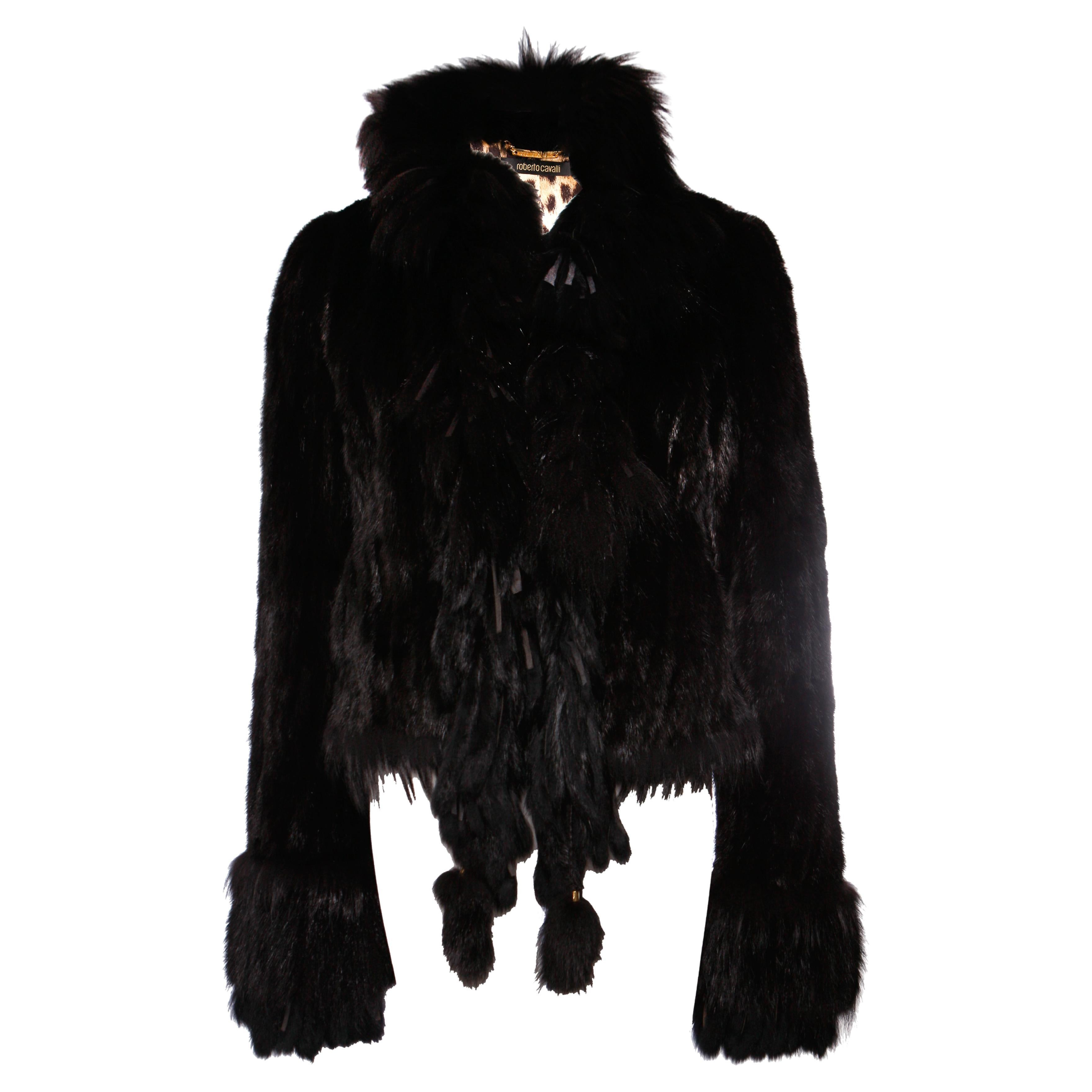 Pre-owned Roberto Cavalli , Black Mink Fur Coat