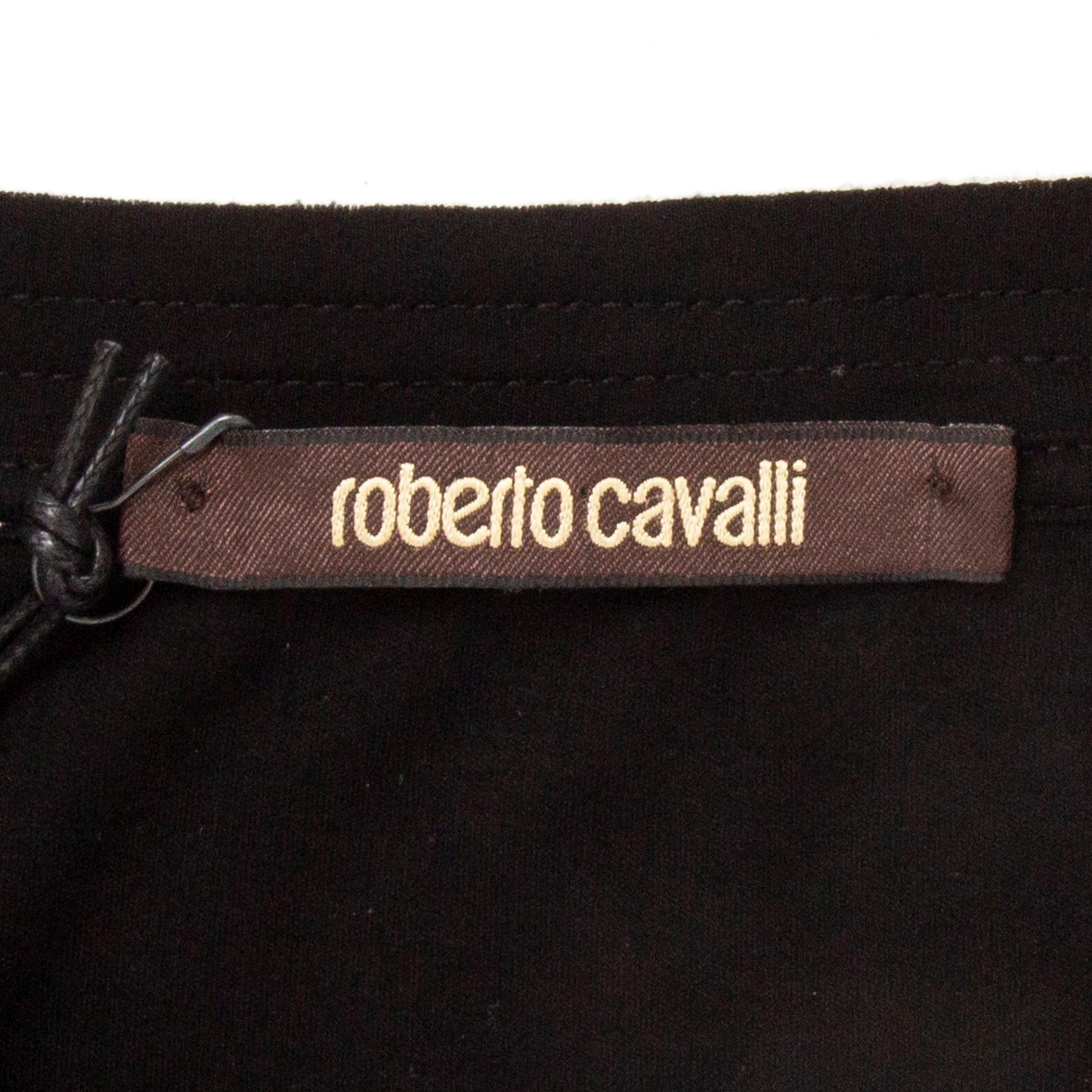 Women's ROBERTO CAVALLI black & multi silk BIRD PRINT Tank Top Shirt 40 S
