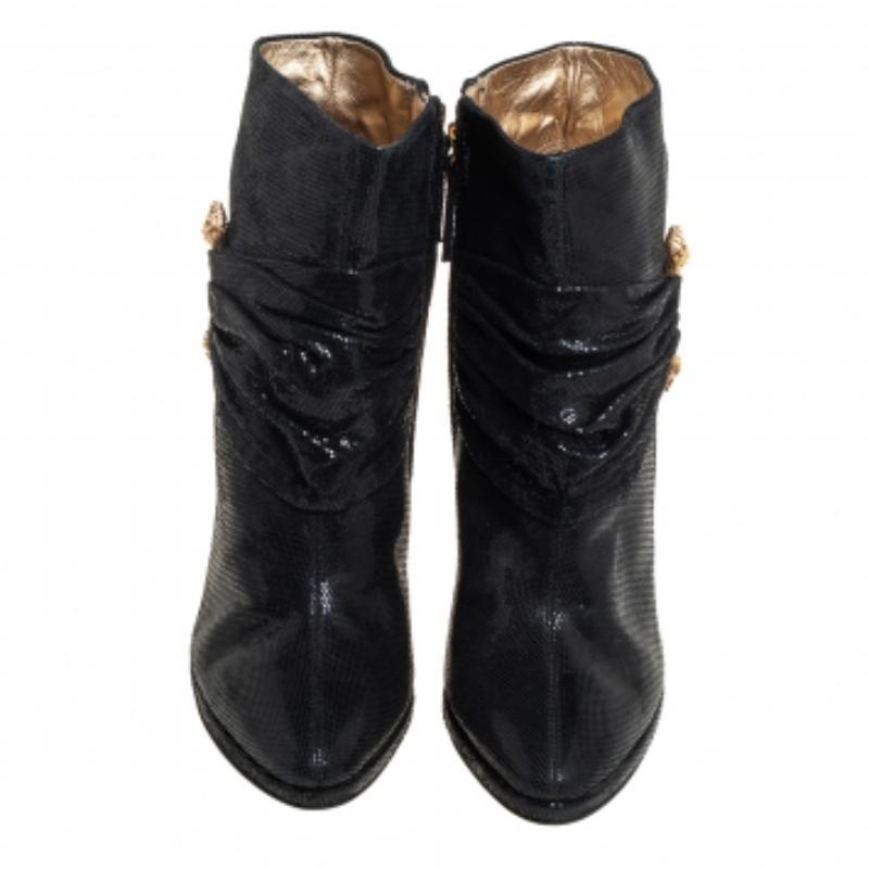 Roberto Cavalli Black Nubuck Ankle Boots Size 40.5 In Good Condition For Sale In Dubai, Al Qouz 2