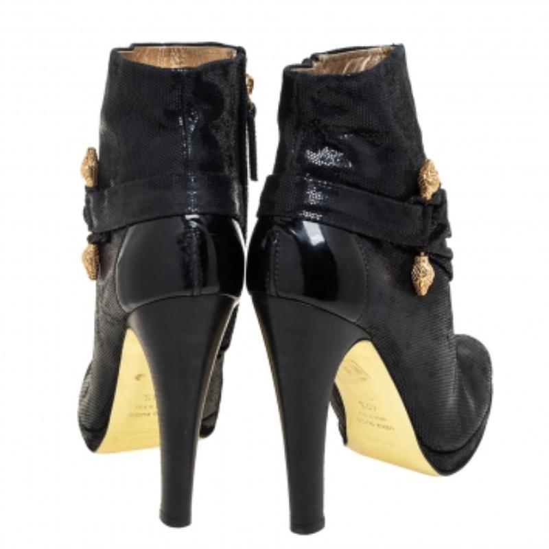 Roberto Cavalli Black Nubuck Ankle Boots Size 40.5 For Sale 2