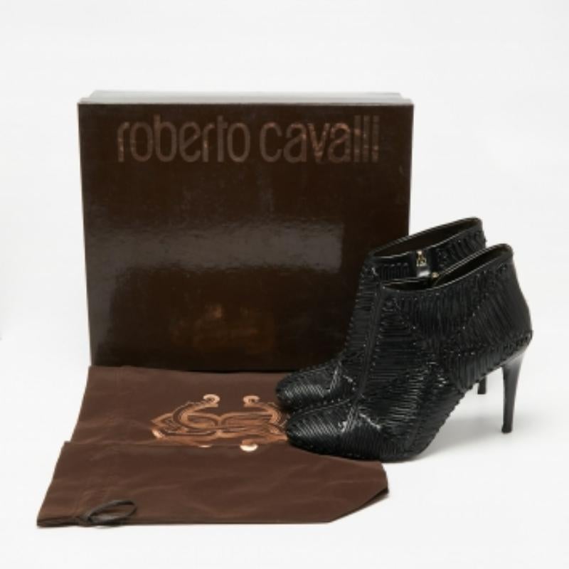 Roberto Cavalli Botines de charol y piel negros Talla 40 Negro en venta