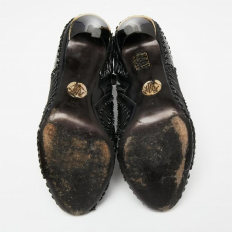 De las mujeres Roberto Cavalli Botines de charol y piel negros Talla 40 en venta