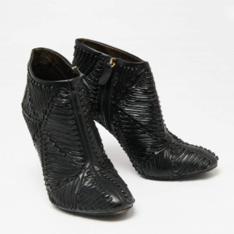 Roberto Cavalli Botines de charol y piel negros Talla 40 en venta 3
