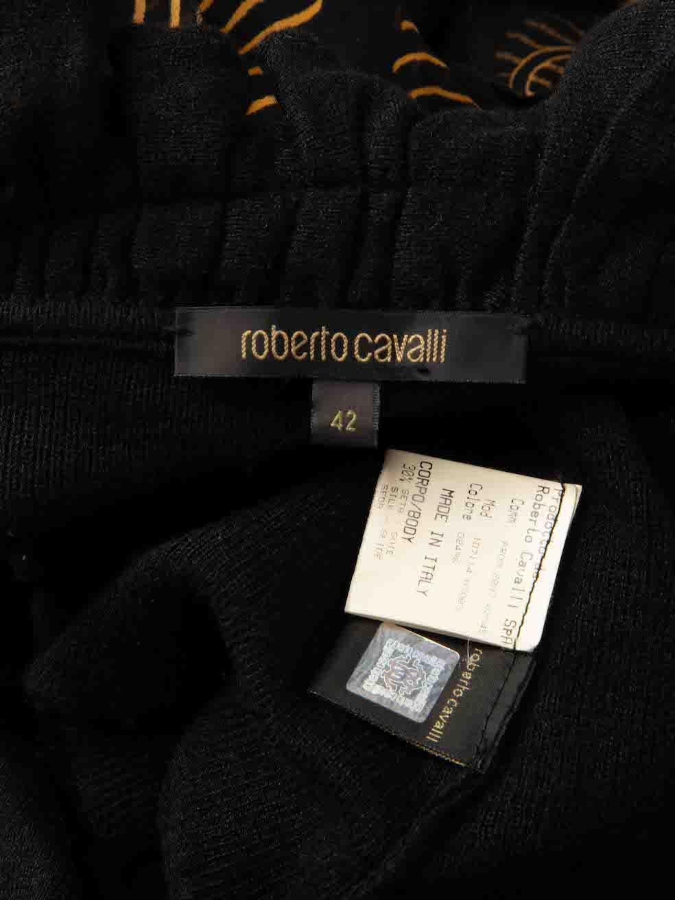 Women's Roberto Cavalli Black Pattern Ruffle Knit Cardigan Size M For Sale