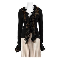 Roberto Cavalli Cardigan in maglia con volant con motivo nero taglia M.