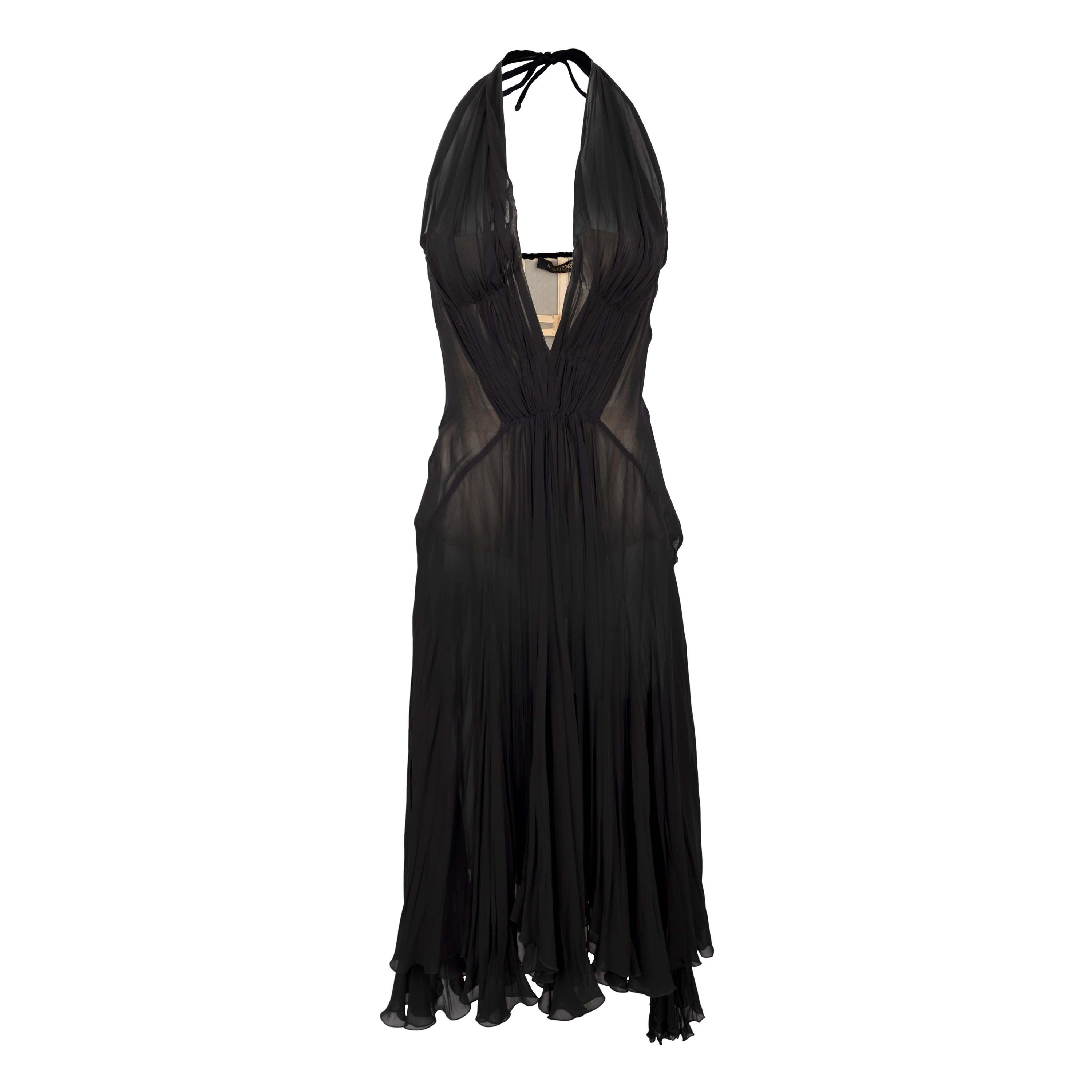 Roberto Cavalli - Vestito a corsetto nero con scollo a tuffo - Anni '00