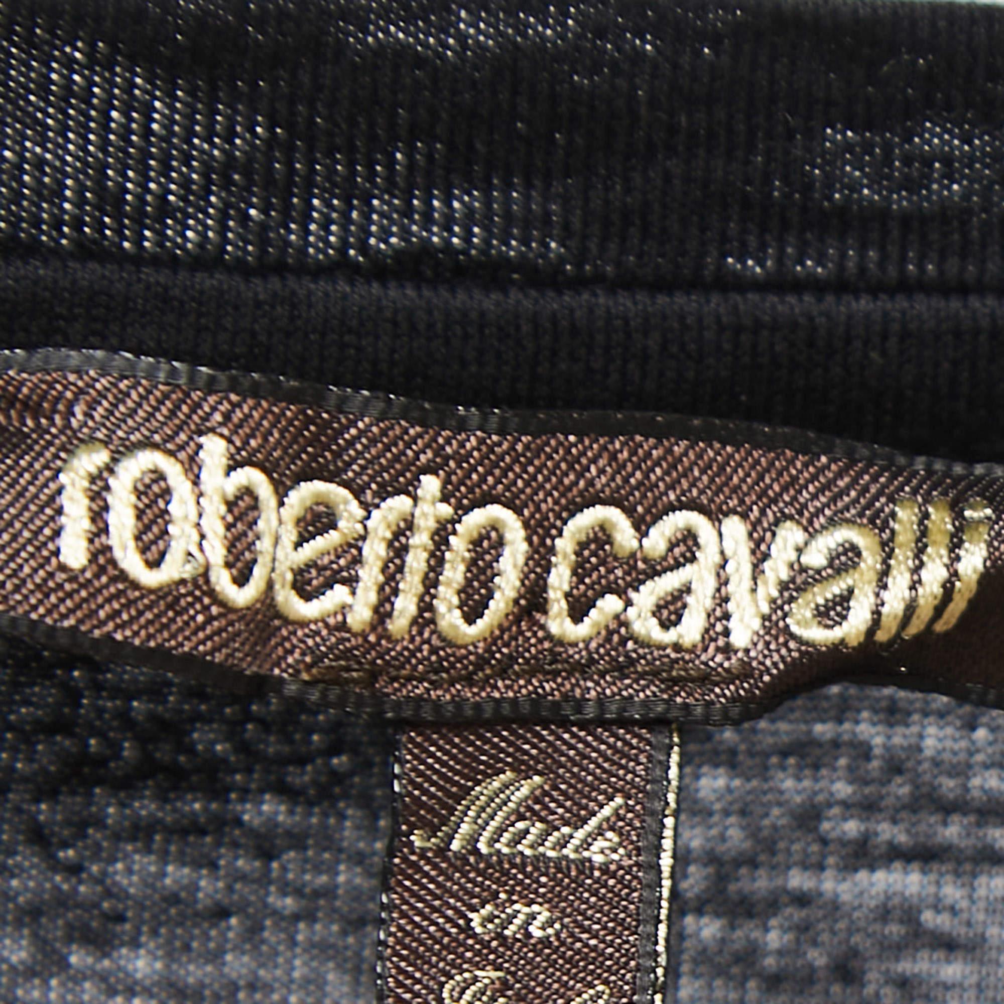 Men's Roberto Cavalli Black Printed Cotton Full Sleeve T-Shirt S For Sale