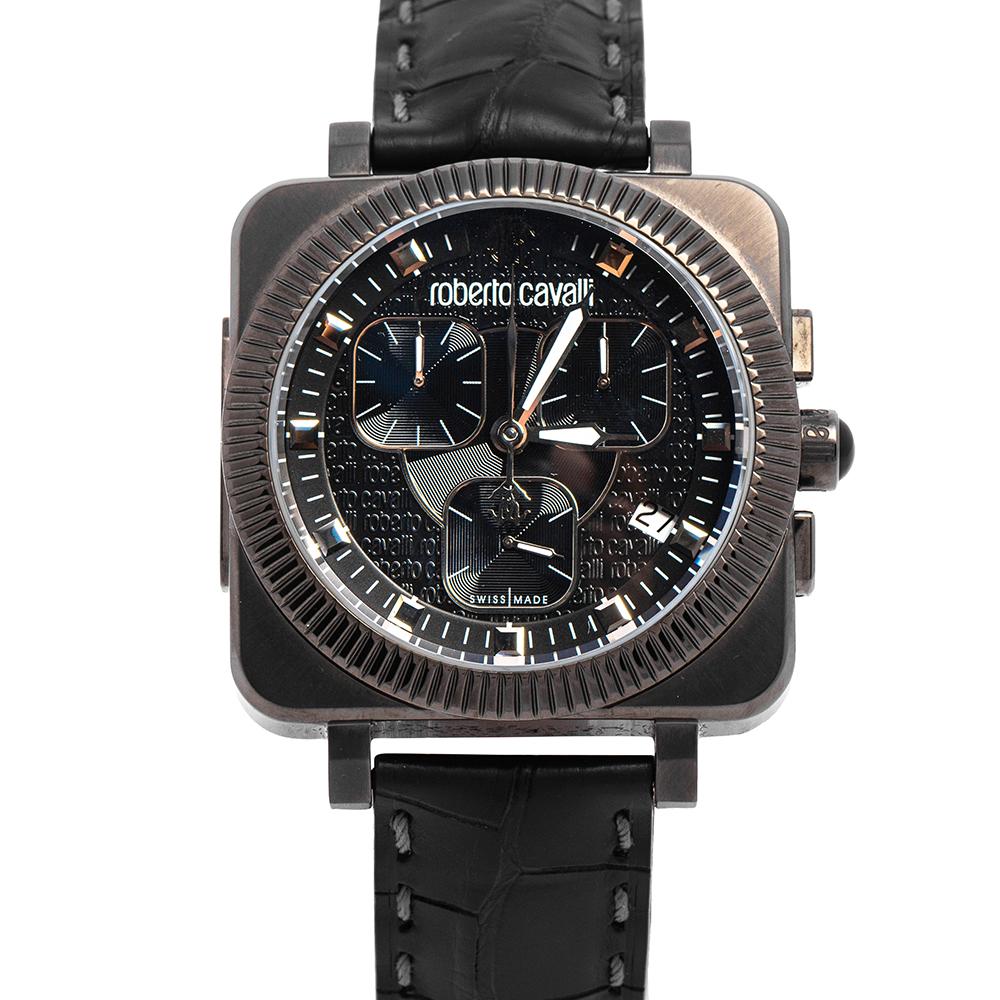 Contemporary Roberto Cavalli Black PVD Coated Bohemienne Men's Wristwatch 40 mm