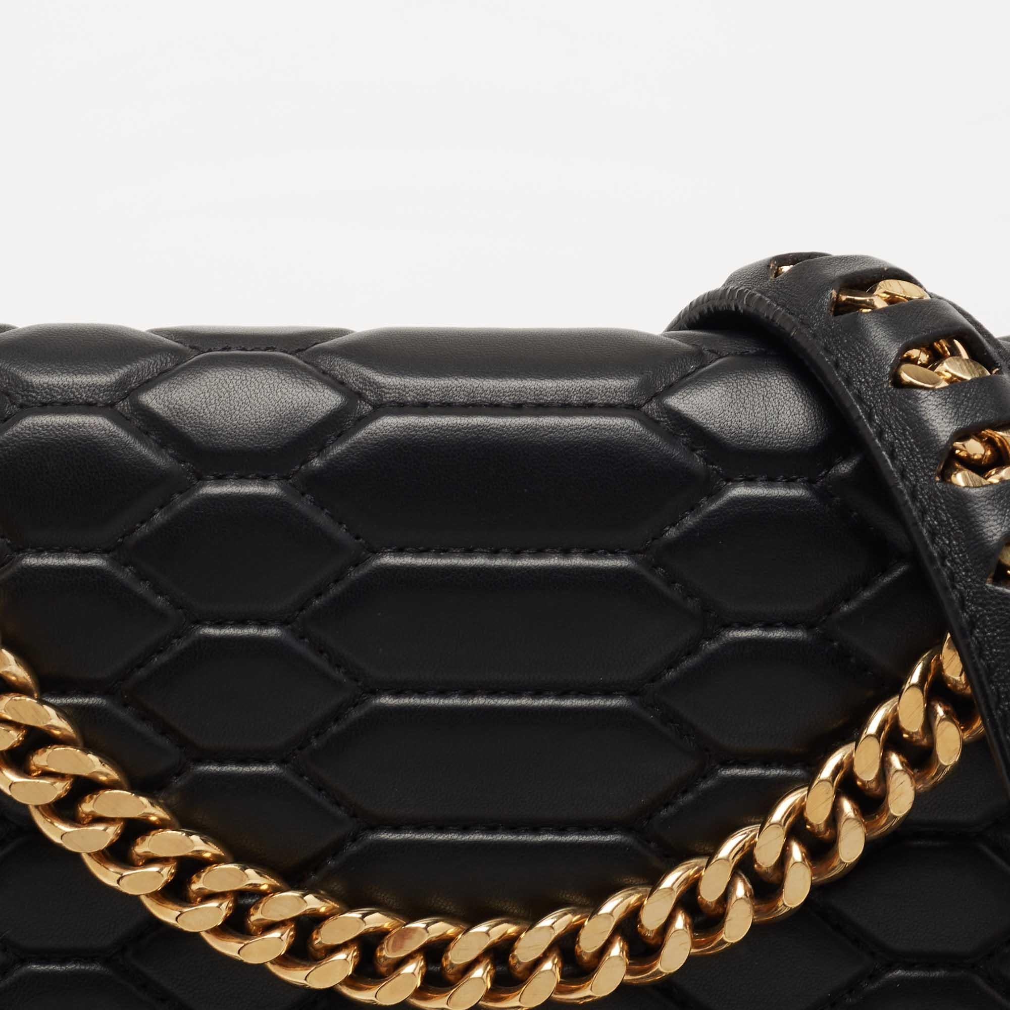 Roberto Cavalli Black Quilted Leather Hera Shoulder Bag 6