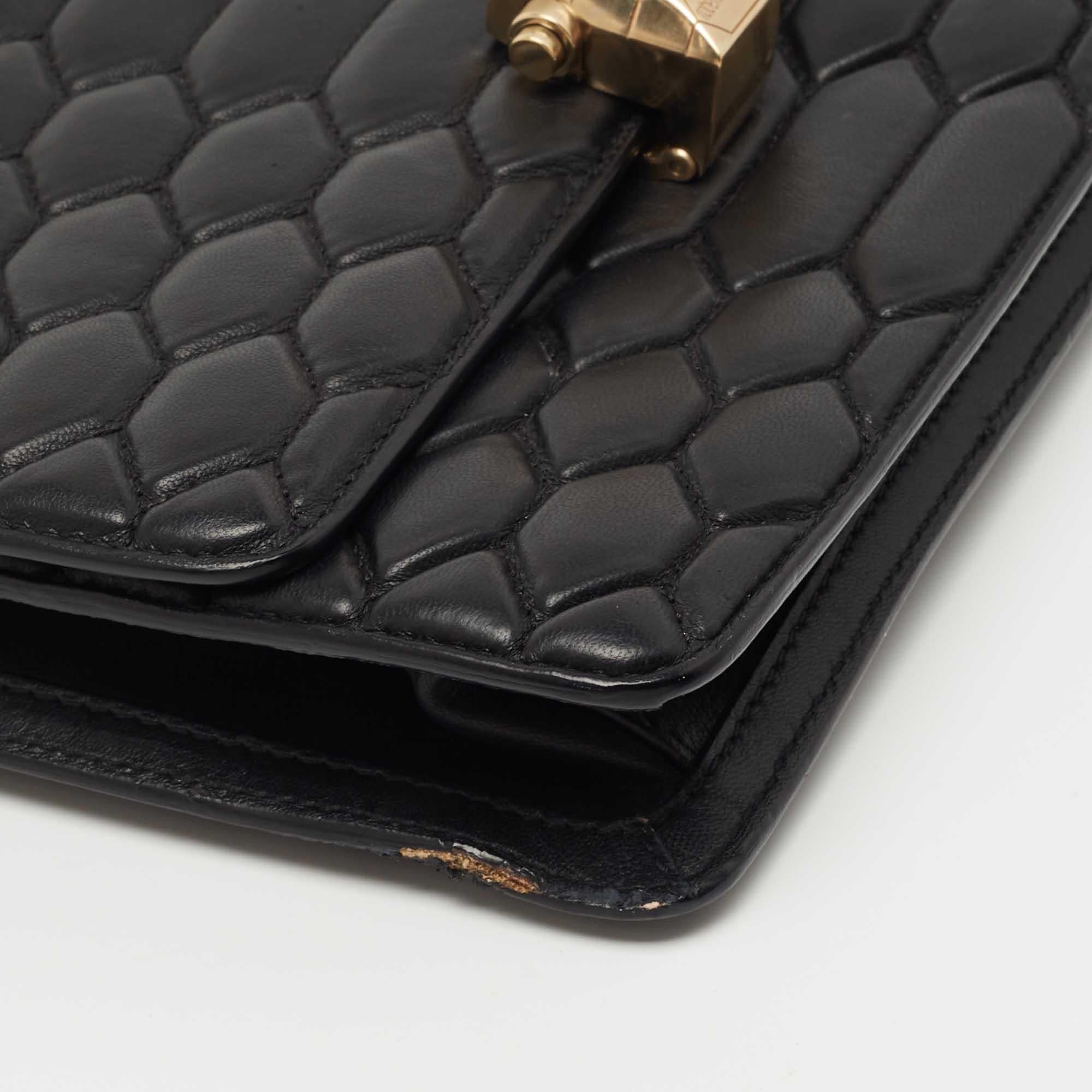 Women's Roberto Cavalli Black Quilted Leather Hera Shoulder Bag