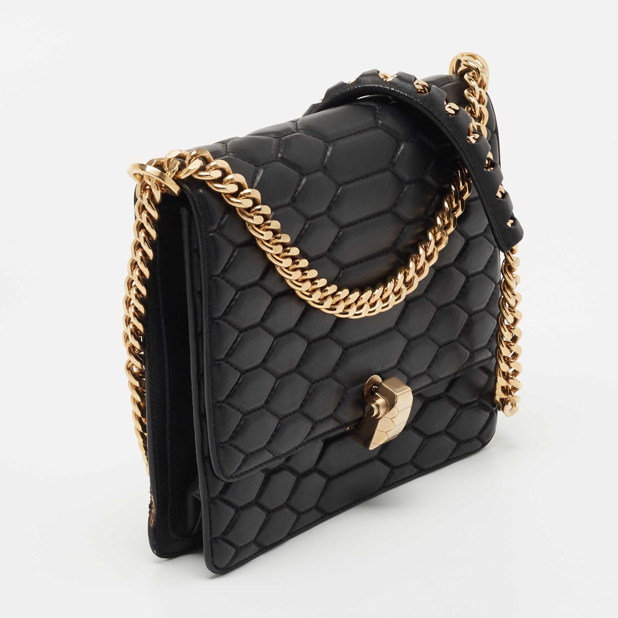 Roberto Cavalli Black Quilted Leather Hera Shoulder Bag 2