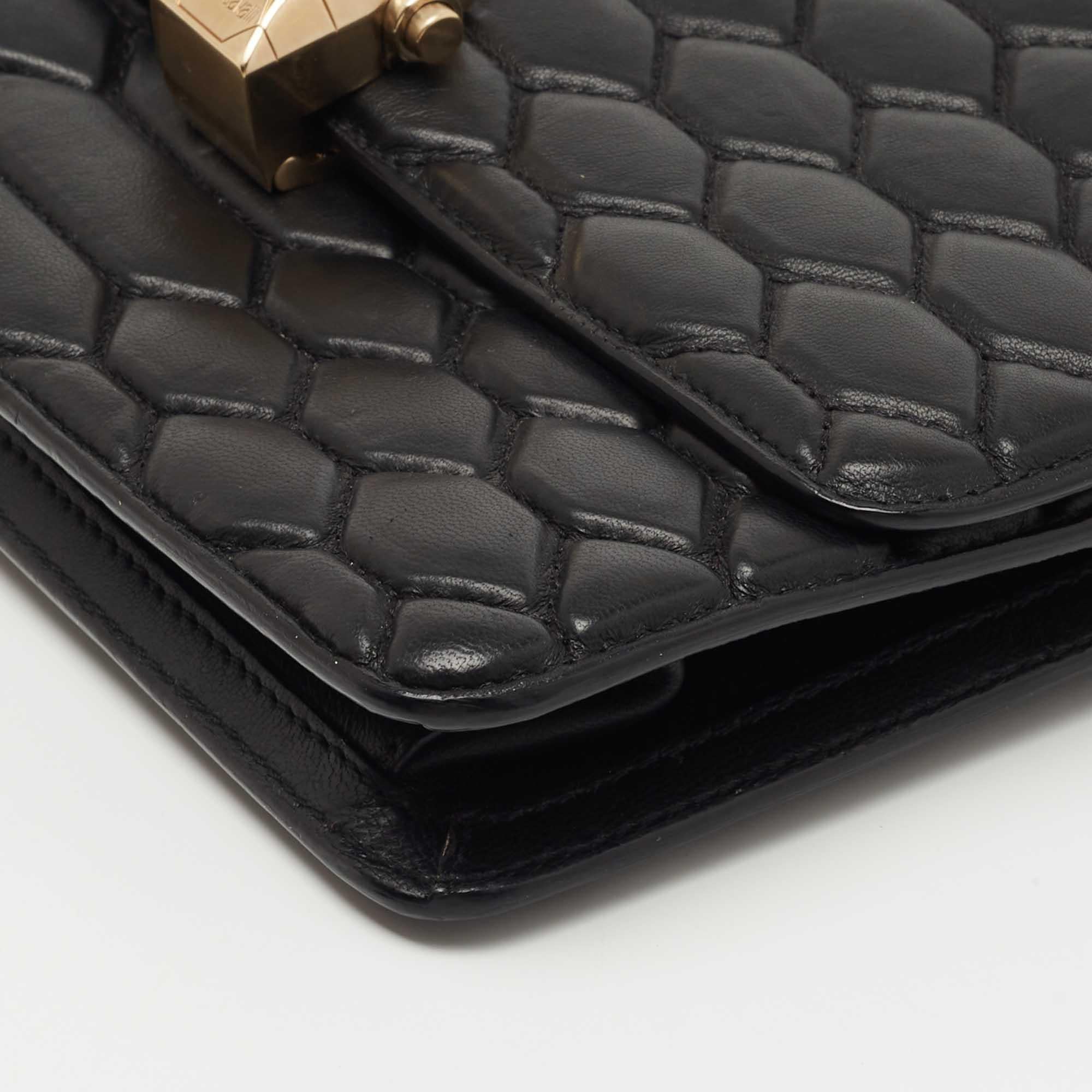 Roberto Cavalli Black Quilted Leather Hera Shoulder Bag 3