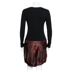 Roberto Cavalli Black & Red Animal Printed Silk Jersey Pleated Dress M