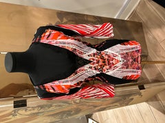 Roberto Cavalli Black Red Print Long Sleeve Top