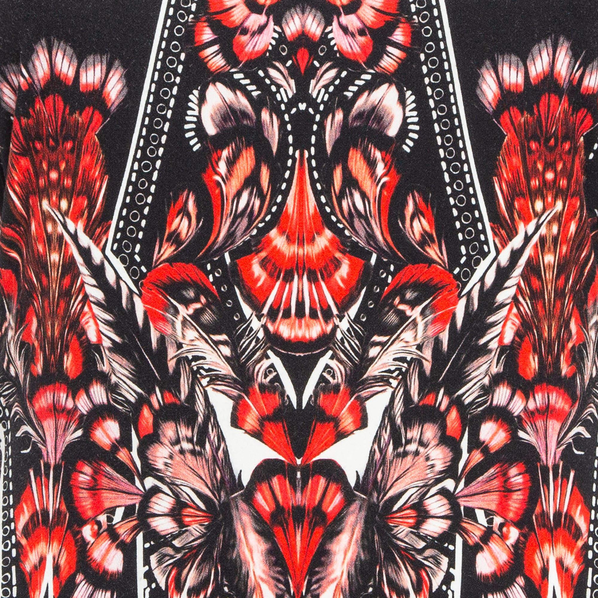Roberto Cavalli Black/Red Printed Stretch Crepe Short Dress M In Fair Condition For Sale In Dubai, Al Qouz 2