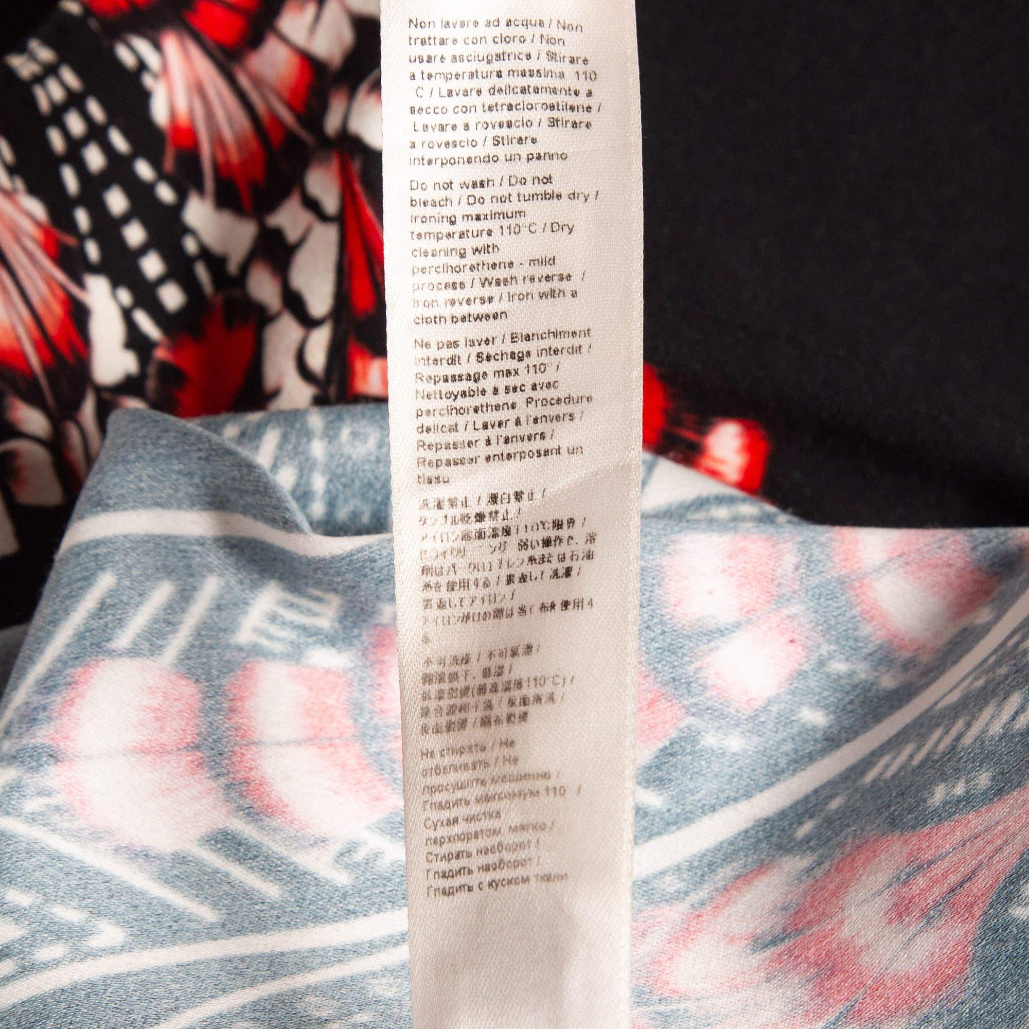 Roberto Cavalli Black/Red Printed Stretch Crepe Short Dress M For Sale 4