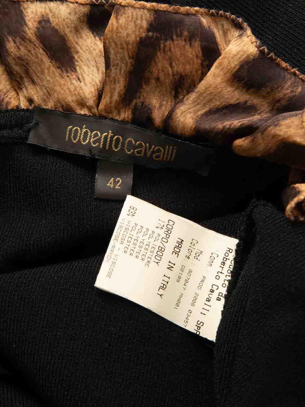 Roberto Cavalli Black Ruffle Fur Trim Cardigan Size M 2