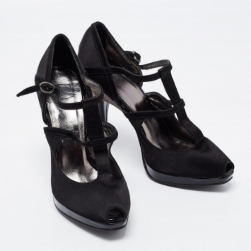 Roberto Cavalli Black Satin Ankle Strap Sandals Size 36 For Sale 4