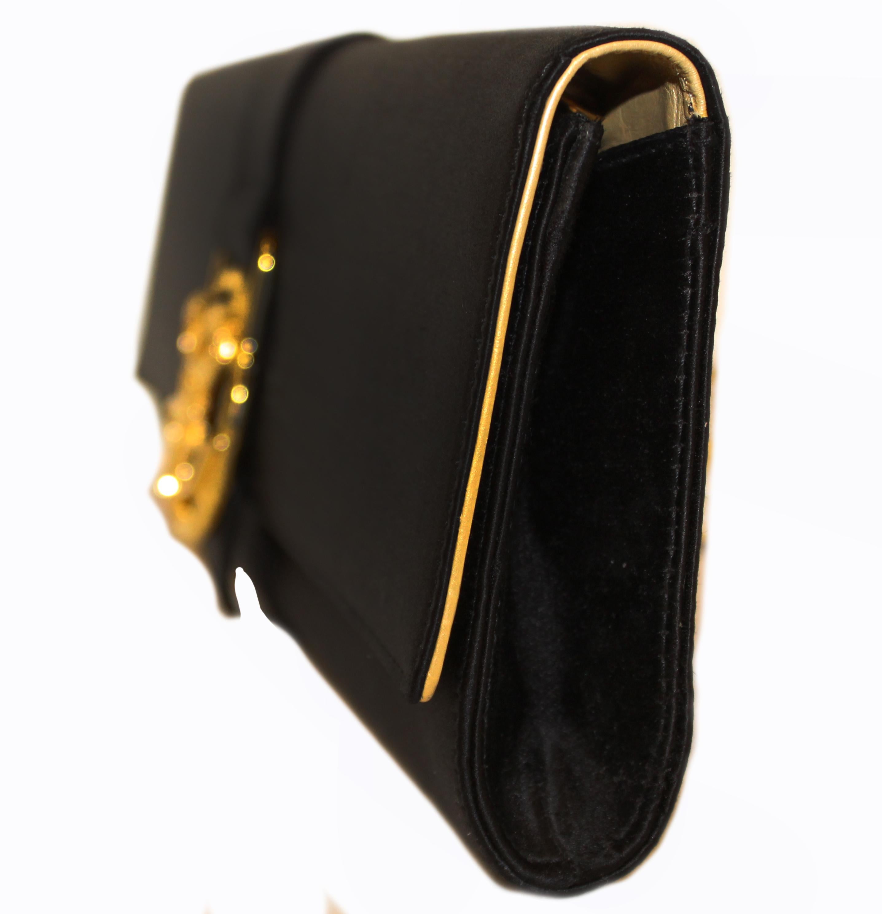 Roberto Cavalli Black Satin Clutch Bag  im Zustand „Hervorragend“ in Palm Beach, FL